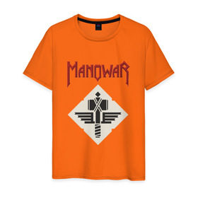 Мужская футболка хлопок с принтом Manowar в Екатеринбурге, 100% хлопок | прямой крой, круглый вырез горловины, длина до линии бедер, слегка спущенное плечо. | американская | группа | карл кэнеди | метал | скандинавская мифология | хеви | эрик адамс