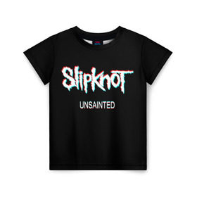 Детская футболка 3D с принтом Slipknot Unsainted в Екатеринбурге, 100% гипоаллергенный полиэфир | прямой крой, круглый вырез горловины, длина до линии бедер, чуть спущенное плечо, ткань немного тянется | Тематика изображения на принте: 2019 | metal | music | new | rock | single | slipknot | unsainted