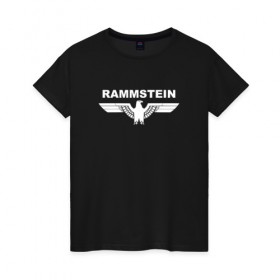Женская футболка хлопок с принтом Rammstein в Екатеринбурге, 100% хлопок | прямой крой, круглый вырез горловины, длина до линии бедер, слегка спущенное плечо | 