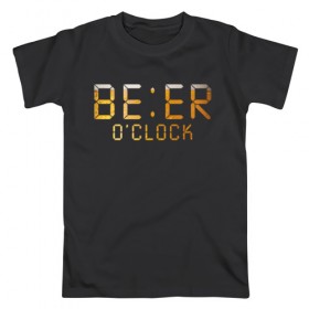 Мужская футболка хлопок с принтом Время пить пиво в Екатеринбурге, 100% хлопок | прямой крой, круглый вырез горловины, длина до линии бедер, слегка спущенное плечо. | beer