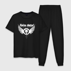 Мужская пижама хлопок с принтом Tokio Hotel в Екатеринбурге, 100% хлопок | брюки и футболка прямого кроя, без карманов, на брюках мягкая резинка на поясе и по низу штанин
 | hotel | island | tokio | tokio hotel | альтернативный | билл каулитц | георг листинг | группа | густав шефер | отель | пауэр | поп | рок | синти | синтипоп | токийский | токио | том каулитц | хотель