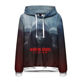 Мужская толстовка 3D с принтом WATCH DOGS LEGION в Екатеринбурге, 100% полиэстер | двухслойный капюшон со шнурком для регулировки, мягкие манжеты на рукавах и по низу толстовки, спереди карман-кенгуру с мягким внутренним слоем. | action | ct os | ded sec | fox | game | hacker | legion | watch dogs | watch dogs 2 | watch dogs legion | знак лиса | игра | компьютерная игра | легион | хакер