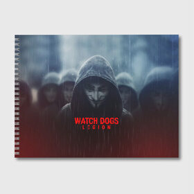 Альбом для рисования с принтом WATCH DOGS LEGION в Екатеринбурге, 100% бумага
 | матовая бумага, плотность 200 мг. | action | ct os | ded sec | fox | game | hacker | legion | watch dogs | watch dogs 2 | watch dogs legion | знак лиса | игра | компьютерная игра | легион | хакер