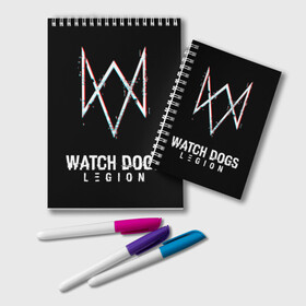 Блокнот с принтом WATCH DOGS LEGION в Екатеринбурге, 100% бумага | 48 листов, плотность листов — 60 г/м2, плотность картонной обложки — 250 г/м2. Листы скреплены удобной пружинной спиралью. Цвет линий — светло-серый
 | action | bag | ct os | ded sec | fox | game | hacker | legion | watch dogs | watch dogs 2 | watch dogs legion | знак лиса | игра | компьютерная игра | легион | рюкзак | хакер
