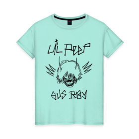 Женская футболка хлопок с принтом Lil Peep в Екатеринбурге, 100% хлопок | прямой крой, круглый вырез горловины, длина до линии бедер, слегка спущенное плечо | crybaby | gustav elijah ahr | hellboy | lil peep | lilpeep | peep | rap | густав элайджа ар | лил пип | рэп | хип хоп | эмо рэп