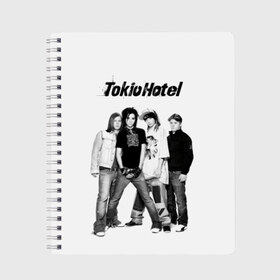 Тетрадь с принтом Tokio Hotel в Екатеринбурге, 100% бумага | 48 листов, плотность листов — 60 г/м2, плотность картонной обложки — 250 г/м2. Листы скреплены сбоку удобной пружинной спиралью. Уголки страниц и обложки скругленные. Цвет линий — светло-серый
 | Тематика изображения на принте: alternative rock | band | bill kaulitz | boys | german | hotel | music | pop rock | powerpop | synthpop | tokyo | tom ka | альтернативный рок | билл каулитц | георг листинг | группа | густав шефер | мальчики | музыка | немецкая | отель | пауэр поп
