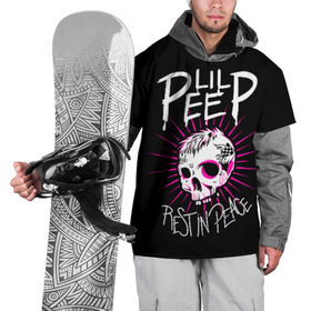 Накидка на куртку 3D с принтом Lil Peep в Екатеринбурге, 100% полиэстер |  | crybaby | gustav elijah ahr | hellboy | lil peep | lilpeep | peep | rap | густав элайджа ар | лил пип | рэп | хип хоп | эмо рэп