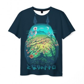 Мужская футболка 3D с принтом Totoro в Екатеринбурге, 100% полиэфир | прямой крой, круглый вырез горловины, длина до линии бедер | Тематика изображения на принте: anime | forest | meme | my neighbor | protectors | tokyo | totoro | аниме | гибли | иероглиф | манга | миядзаки | мой сосед | стиль | тоторо | фентези | хаяо | япония