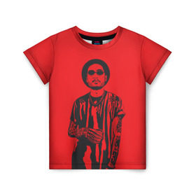 Детская футболка 3D с принтом Скриптонит в Екатеринбурге, 100% гипоаллергенный полиэфир | прямой крой, круглый вырез горловины, длина до линии бедер, чуть спущенное плечо, ткань немного тянется | Тематика изображения на принте: макет с портретом скриптонита в векторной гра