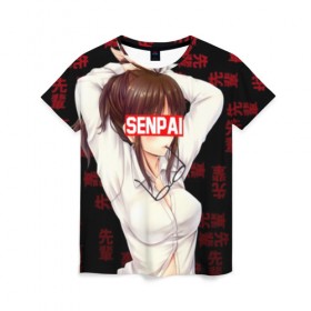 Женская футболка 3D с принтом Anime (Senpai) 7 в Екатеринбурге, 100% полиэфир ( синтетическое хлопкоподобное полотно) | прямой крой, круглый вырез горловины, длина до линии бедер | ahegao | anime | japan | manga | senpai | аниме | ахегао | китай | манга | сенпай | япония