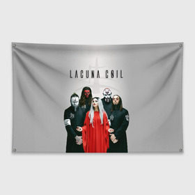 Флаг-баннер с принтом Lacuna Coil в Екатеринбурге, 100% полиэстер | размер 67 х 109 см, плотность ткани — 95 г/м2; по краям флага есть четыре люверса для крепления | alternative | cristina scabbia | epic metal | goth | gothic | lacuna | lacuna coil | melodic metal | metal | nu metal | rock | готик рок | готика | готический рок | метал