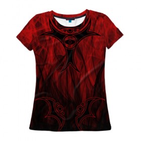 Женская футболка 3D с принтом Red-n-black okto в Екатеринбурге, 100% полиэфир ( синтетическое хлопкоподобное полотно) | прямой крой, круглый вырез горловины, длина до линии бедер | okto | байкер | всевидящее око | геометрия | красный | мото | огонь | узор | чёрный