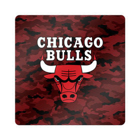 Магнит виниловый Квадрат с принтом Chicago Bulls в Екатеринбурге, полимерный материал с магнитным слоем | размер 9*9 см, закругленные углы | 