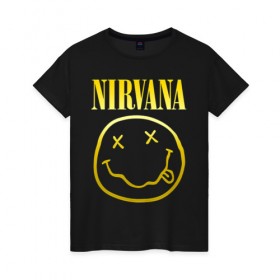 Женская футболка хлопок с принтом NIRVANA (НА СПИНЕ) в Екатеринбурге, 100% хлопок | прямой крой, круглый вырез горловины, длина до линии бедер, слегка спущенное плечо | nirvana | альтернативный рок | гранж | группа | курт кобейн | логотип нирвана | музыка | нирвана | песни | рок