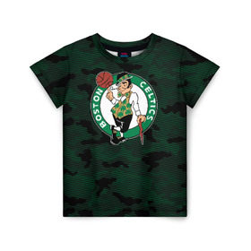 Детская футболка 3D с принтом Boston Celtics в Екатеринбурге, 100% гипоаллергенный полиэфир | прямой крой, круглый вырез горловины, длина до линии бедер, чуть спущенное плечо, ткань немного тянется | boston | boston celtics | celtics | nba | баскетбол | бостон | бостон селтикс | нба | селтикс