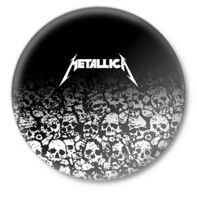 Значок с принтом METALLICA (НА СПИНЕ) в Екатеринбурге,  металл | круглая форма, металлическая застежка в виде булавки | matters metallica | music | nothing else | rock | trash metal | группа | музыка | музыканты | рок | трэш металл