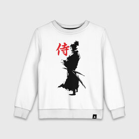 Детский свитшот хлопок с принтом Самурай в Екатеринбурге, 100% хлопок | круглый вырез горловины, эластичные манжеты, пояс и воротник | воин | восточные | дух | единоборства | иероглиф | катана | о.м.с.к. | самурай | самурайский | сегун | япония