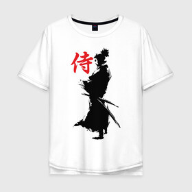 Мужская футболка хлопок Oversize с принтом Самурай в Екатеринбурге, 100% хлопок | свободный крой, круглый ворот, “спинка” длиннее передней части | воин | восточные | дух | единоборства | иероглиф | катана | о.м.с.к. | самурай | самурайский | сегун | япония