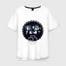 Мужская футболка хлопок Oversize с принтом Rammstein в Екатеринбурге, 100% хлопок | свободный крой, круглый ворот, “спинка” длиннее передней части | du hast | lindemann | rammstein | rammsteinfan | ramstein | till | группы | линдеманн | метал | музыка | рамштаин | рамштайн | рамштейн | рок | тилль | тиль