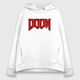 Женское худи Oversize хлопок с принтом DOOM в Екатеринбурге, френч-терри — 70% хлопок, 30% полиэстер. Мягкий теплый начес внутри —100% хлопок | боковые карманы, эластичные манжеты и нижняя кромка, капюшон на магнитной кнопке | bethesda | dead | death | doom | doom eternal | game | games | metal | monster | ps4 | space | steam | xbox | дум | игра | космос | метал | меч | экшн