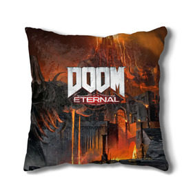 Подушка 3D с принтом DOOM Eternal в Екатеринбурге, наволочка – 100% полиэстер, наполнитель – холлофайбер (легкий наполнитель, не вызывает аллергию). | состоит из подушки и наволочки. Наволочка на молнии, легко снимается для стирки | Тематика изображения на принте: bethesda | dead | death | doom | doom eternal | game | games | metal | monster | ps4 | space | steam | xbox | дум | игра | космос | метал | меч | экшн