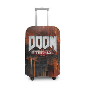 Чехол для чемодана 3D с принтом DOOM Eternal в Екатеринбурге, 86% полиэфир, 14% спандекс | двустороннее нанесение принта, прорези для ручек и колес | bethesda | dead | death | doom | doom eternal | game | games | metal | monster | ps4 | space | steam | xbox | дум | игра | космос | метал | меч | экшн