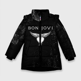 Зимняя куртка для девочек 3D с принтом Bon Jovi в Екатеринбурге, ткань верха — 100% полиэстер; подклад — 100% полиэстер, утеплитель — 100% полиэстер. | длина ниже бедра, удлиненная спинка, воротник стойка и отстегивающийся капюшон. Есть боковые карманы с листочкой на кнопках, утяжки по низу изделия и внутренний карман на молнии. 

Предусмотрены светоотражающий принт на спинке, радужный светоотражающий элемент на пуллере молнии и на резинке для утяжки. | bon jovi | john | альбом | арена | бон | бон джови | глэм | группа | джови | джон | метал | музыка | надпись | песни | поп | попрок | рок | рокер | смайл | солист | софт | стена | хард | хеви | хевиметал