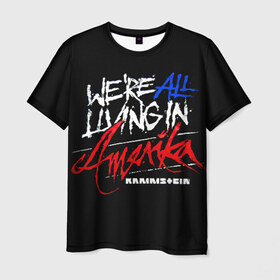 Мужская футболка 3D с принтом Rammstein в Екатеринбурге, 100% полиэфир | прямой крой, круглый вырез горловины, длина до линии бедер | rammstein | till lindemann | usa | америка | берлин | германия | металл | музыка | рамштайн | тилль линдеманн