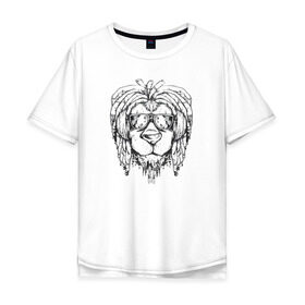 Мужская футболка хлопок Oversize с принтом Раста Лев в Екатеринбурге, 100% хлопок | свободный крой, круглый ворот, “спинка” длиннее передней части | lion | rasta | лев | львы | раста | регги