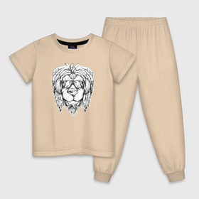 Детская пижама хлопок с принтом Раста Лев в Екатеринбурге, 100% хлопок |  брюки и футболка прямого кроя, без карманов, на брюках мягкая резинка на поясе и по низу штанин
 | lion | rasta | лев | львы | раста | регги