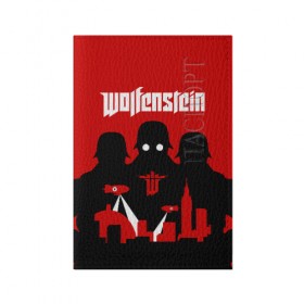 Обложка для паспорта матовая кожа с принтом Wolfenstein в Екатеринбурге, натуральная матовая кожа | размер 19,3 х 13,7 см; прозрачные пластиковые крепления | 