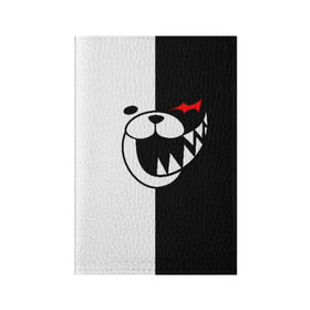 Обложка для паспорта матовая кожа с принтом MONOKUMA в Екатеринбурге, натуральная матовая кожа | размер 19,3 х 13,7 см; прозрачные пластиковые крепления | Тематика изображения на принте: anime | bear | black  white | danganronpa | kurokuma | monodam | monokuma | monomi | monotaro | pink | rabbit | school | shirokuma | аниме | главарь | мoноми | монокума | черно белый | школа