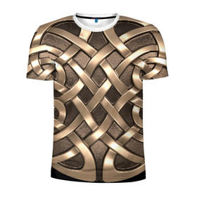 Мужская футболка 3D спортивная с принтом Кельтские узоры в Екатеринбурге, 100% полиэстер с улучшенными характеристиками | приталенный силуэт, круглая горловина, широкие плечи, сужается к линии бедра | 3d | арт | кельтские узоры | медь | черный