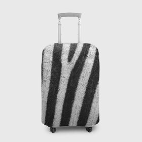 Чехол для чемодана 3D с принтом Zebra Skin в Екатеринбурге, 86% полиэфир, 14% спандекс | двустороннее нанесение принта, прорези для ручек и колес | animal | black | black white | pattern. | skin | streaks | texture | white | zebra | белый | животное | животные | зебра | полосы | текстура | узор | чёрно белые | чёрный