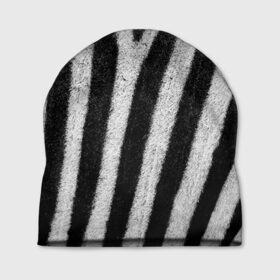 Шапка 3D с принтом Zebra Skin в Екатеринбурге, 100% полиэстер | универсальный размер, печать по всей поверхности изделия | Тематика изображения на принте: animal | black | black white | pattern. | skin | streaks | texture | white | zebra | белый | животное | животные | зебра | полосы | текстура | узор | чёрно белые | чёрный