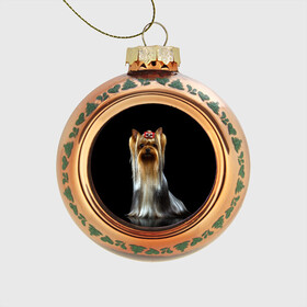 Стеклянный ёлочный шар с принтом Йоркширский терьер в Екатеринбурге, Стекло | Диаметр: 80 мм | animal | barrette | breed | cute | dog | funny | muzzle | small | terrier | yorkshire | животное | забавный | заколка | йоркширский | маленький | милый | порода | смешной | собака | терьер
