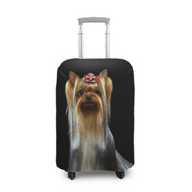Чехол для чемодана 3D с принтом Йоркширский терьер в Екатеринбурге, 86% полиэфир, 14% спандекс | двустороннее нанесение принта, прорези для ручек и колес | animal | barrette | breed | cute | dog | funny | muzzle | small | terrier | yorkshire | животное | забавный | заколка | йоркширский | маленький | милый | порода | смешной | собака | терьер