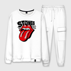 Мужской костюм хлопок с принтом the rolling stones в Екатеринбурге, 100% хлопок | на свитшоте круглая горловина, мягкая резинка по низу. Брюки заужены к низу, на них два вида карманов: два “обычных” по бокам и два объемных, с клапанами, расположенные ниже линии бедра. Брюки с мягкой трикотажной резинкой на поясе и по низу штанин. В поясе для дополнительного комфорта — широкие завязки | roll stone | rolling stone скачать | rolling stones | rolling stones лучшее | the rolling stones | купить футболку rolling stones | рок | рок н ролл | футболка rolling stones