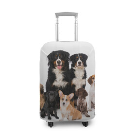 Чехол для чемодана 3D с принтом Породистые собаки в Екатеринбурге, 86% полиэфир, 14% спандекс | двустороннее нанесение принта, прорези для ручек и колес | animal | bernese | breed | bulldog | corgi | cute | dog | french | funny | jack | labrador | mountain dog | muzzle | paws | pug | puppy | spaniel | бернский | бульдог | джек рассел | животное | забавный | зенненхунд | корги | лабрадор | лапы | милый