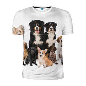 Мужская футболка 3D спортивная с принтом Породистые собаки в Екатеринбурге, 100% полиэстер с улучшенными характеристиками | приталенный силуэт, круглая горловина, широкие плечи, сужается к линии бедра | animal | bernese | breed | bulldog | corgi | cute | dog | french | funny | jack | labrador | mountain dog | muzzle | paws | pug | puppy | spaniel | бернский | бульдог | джек рассел | животное | забавный | зенненхунд | корги | лабрадор | лапы | милый