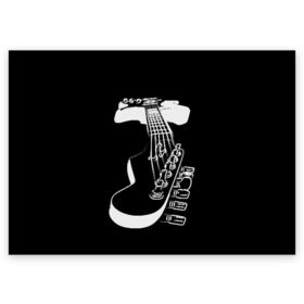 Поздравительная открытка с принтом Гитара в Екатеринбурге, 100% бумага | плотность бумаги 280 г/м2, матовая, на обратной стороне линовка и место для марки
 | black | game | guitar | instrument | music | musician | strings | white | белый | гитара | игра | инструмент | музыка | музыкант | струны | черный