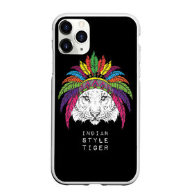 Чехол для iPhone 11 Pro Max матовый с принтом Indian style tiger в Екатеринбурге, Силикон |  | animal | ethnic | feathers | multicolored | muzzle | predator | tiger | животное | перья | разноцветный | тигр | этнический