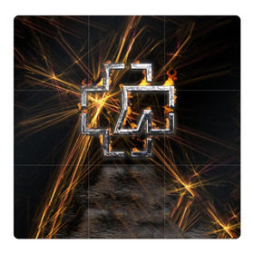 Магнитный плакат 3Х3 с принтом Rammstein в Екатеринбурге, Полимерный материал с магнитным слоем | 9 деталей размером 9*9 см | Тематика изображения на принте: 3d | rammstein | германия | красный | логотип | рок | черный