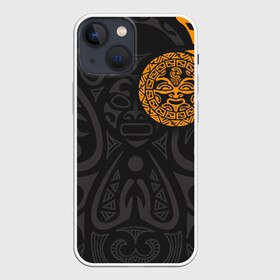 Чехол для iPhone 13 mini с принтом Polynesian tattoo в Екатеринбурге,  |  | Тематика изображения на принте: polynesian | tattoo | волна | геометрия | завитушка | маори | маска | орнамент. золото | полинезия | татуировка | татуха | трайбл | узор | черепаха | ящерица. солнце