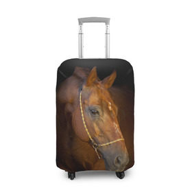 Чехол для чемодана 3D с принтом Гнедая лошадь в Екатеринбурге, 86% полиэфир, 14% спандекс | двустороннее нанесение принта, прорези для ручек и колес | Тематика изображения на принте: animal | beautiful | black | brown | eyes | gloss | harness | horse | look | muzzle | взгляд | глаза | гнедой | животное | конь | коричневый | красивый | лоск | лошадь | сбруя | скакун | черный