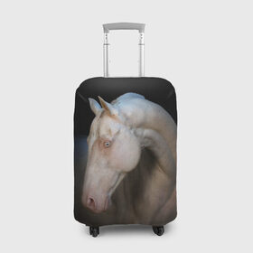 Чехол для чемодана 3D с принтом Белая лошадь в Екатеринбурге, 86% полиэфир, 14% спандекс | двустороннее нанесение принта, прорези для ручек и колес | animal | black | breed | horse | muscle | muzzle | strength | unusual | white | белый | животное | конь | лошадь | мышцы | необычный | порода | сила | скакун