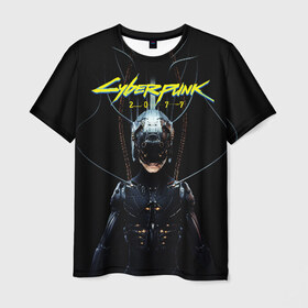 Мужская футболка 3D с принтом Cyberpunk 2077 в Екатеринбурге, 100% полиэфир | прямой крой, круглый вырез горловины, длина до линии бедер | cyberpunk | cyberpunk 2077 | samurai | игры | киану ривз | киберпанк | самурай