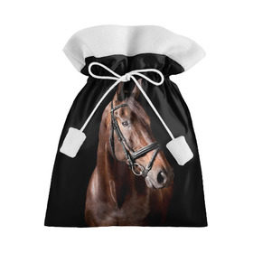 Подарочный 3D мешок с принтом Гнедая лошадь в Екатеринбурге, 100% полиэстер | Размер: 29*39 см | animal | beautiful | black | brown | eyes | gloss | harness | horse | look | muzzle | взгляд | глаза | гнедая | животное | конь | коричневый | красивый | лоск | лошадь | сбруя | скакун | черный