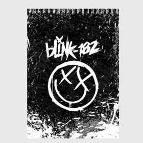 Скетчбук с принтом BLINK-182 в Екатеринбурге, 100% бумага
 | 48 листов, плотность листов — 100 г/м2, плотность картонной обложки — 250 г/м2. Листы скреплены сверху удобной пружинной спиралью | Тематика изображения на принте: blink | music | rock | блинк | группа | музыка | музыканты | рок