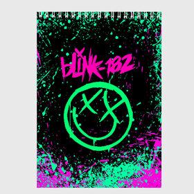 Скетчбук с принтом BLINK-182 в Екатеринбурге, 100% бумага
 | 48 листов, плотность листов — 100 г/м2, плотность картонной обложки — 250 г/м2. Листы скреплены сверху удобной пружинной спиралью | Тематика изображения на принте: blink | music | rock | блинк | группа | музыка | музыканты | рок